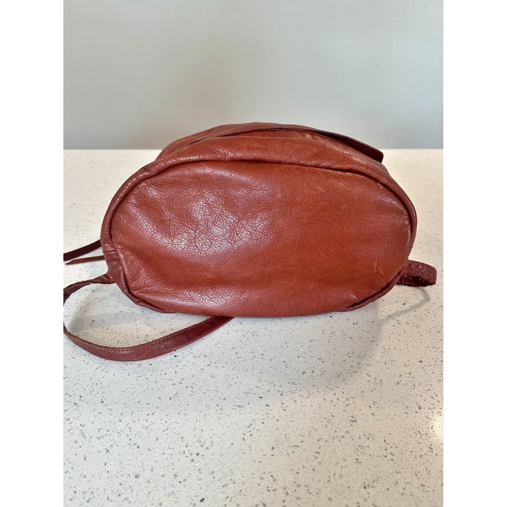 Will Leather Goods Cloud Backpack Brown Full Grain Leather Drawstring Rucksack - Picture 3 of 11